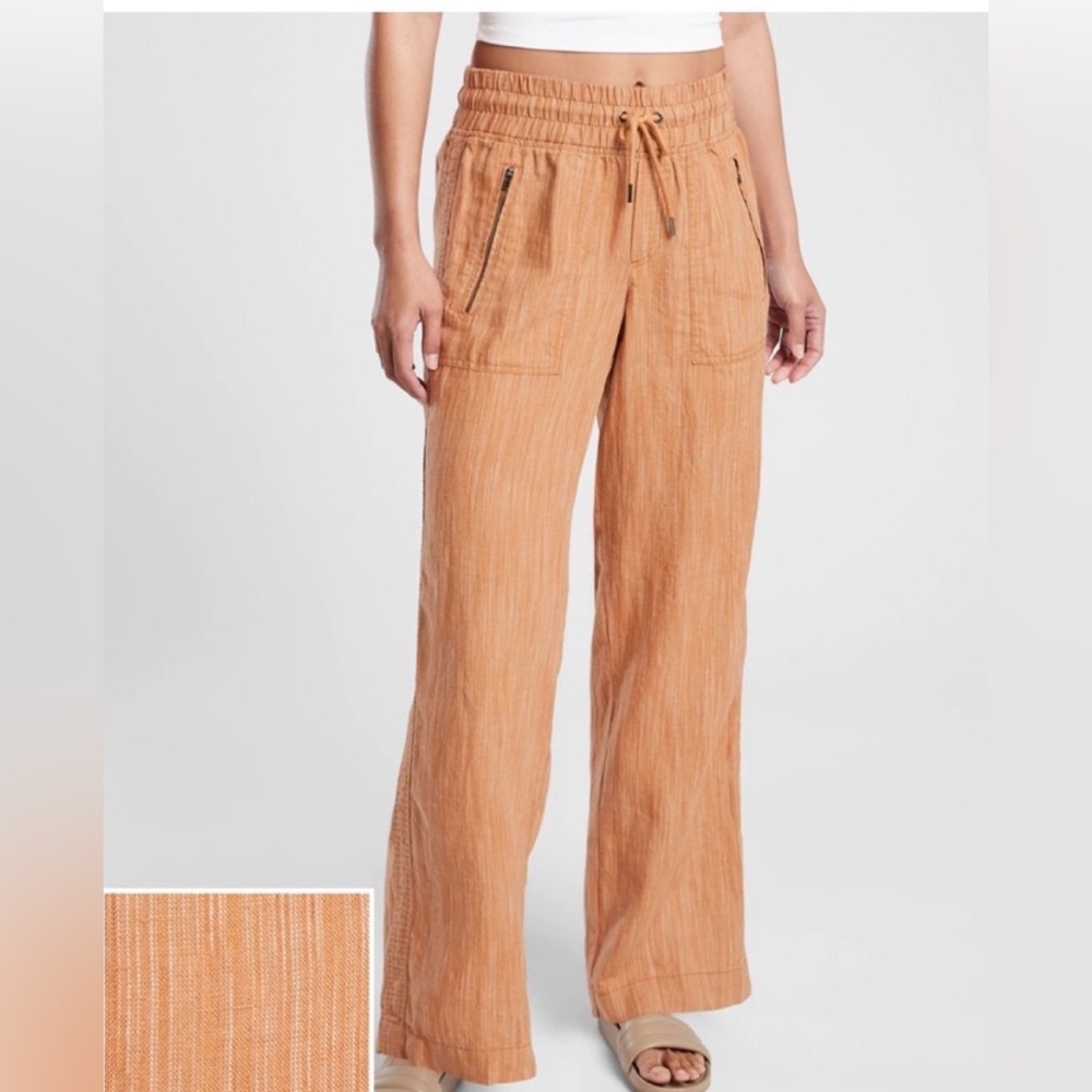 Athleta Cabo Linen Textured Wide Leg Pant Womens Size 4